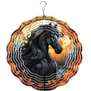 Horse Stained Glass Wind Spinner | 10&quot; Windspinner | Wind Spinner | Horse Lovers | Horse Lover Gifts | Stained Glass Decor