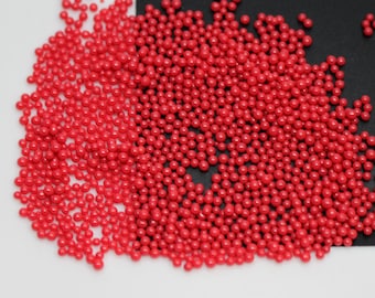 10, 15 gr 0.8-1mm Solid Red Glass Mini Bubbles Caviar Ball Beads  DIY UV Resin Filling 3D Nail Art Decorations