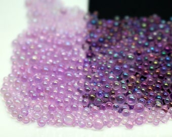10, 15 gr 0.8 - 2.8 mm Purple Transparent Iridescent Glass Mini Bubbles Caviar Ball Beads DIY UV Resin Filling 3D Art Decorations
