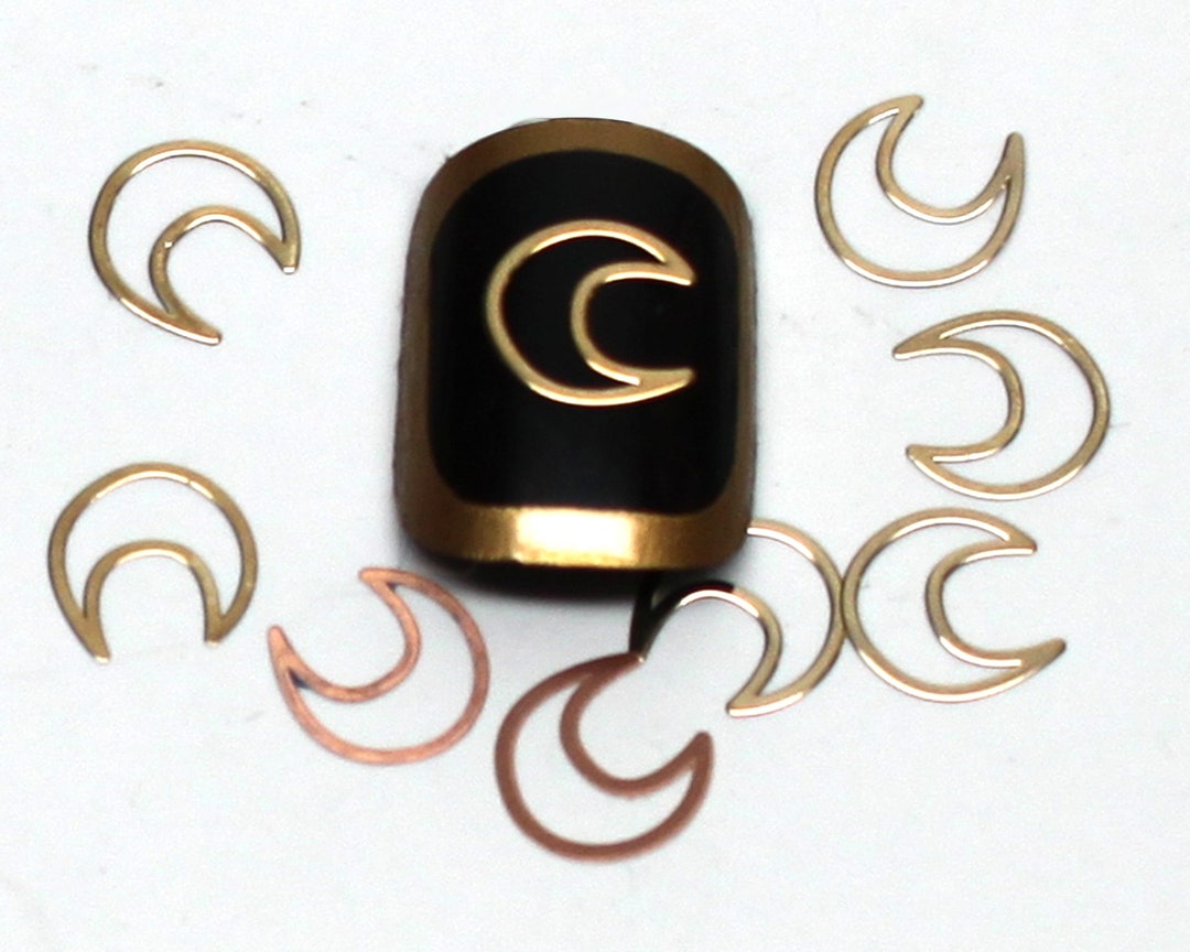 60 Pcs Gold Hollow Moon Charms Trendy Nail Design Art Stickers Etsy