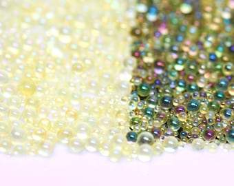10, 15 gr 0.8-2.7 mm Yellow Transparent Iridescent Glass Mini Bubbles Caviar Ball Beads Crystal for DIY  Resin Filling 3D Art Decorations