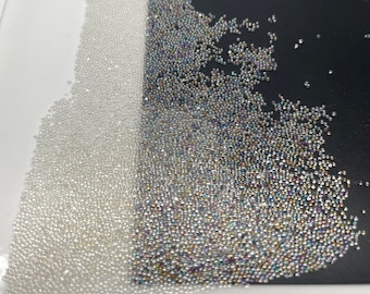 10, 15 gr 0.6-0.8 mm Clear Iridescent Glass Mini Bubbles Transparent Caviar Ball Beads Crystal DIY UV Resin Filling 3D Nail Art Decorations