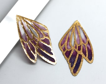 2 pcs Butterfly Wings Double Sided Foil Fabric DIY Pendants Earrings Charms Jewelry Multicolor Making Gifts Findings 2 inch