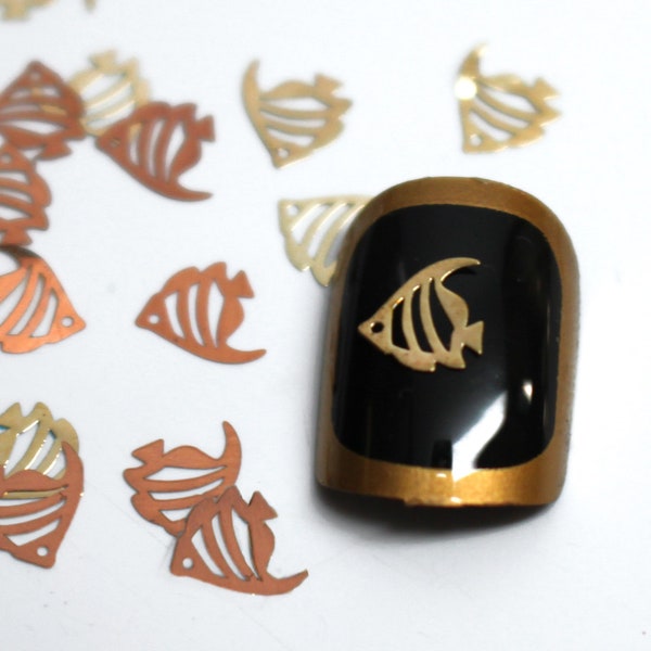 60 pcs Gold Fish Charms Trendy Nail Design 3D Nail Art Stickers Sequins Birthday Gift Metal Foil UV Resin Embellishment Decorations Japan