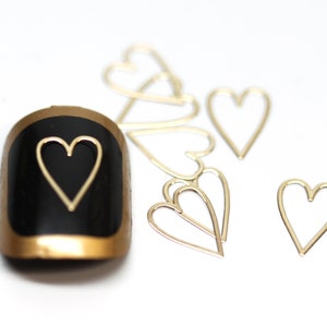 30 pcs Gold Hollow Heart Charms Trendy Nail Design Art Stickers Birthday Gift For Her  UV Resin Embellishment Decorations