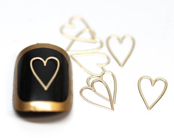 30 pcs Gold Hollow Heart Charms Trendy Nail Design Art Stickers Birthday Gift For Her  UV Resin Embellishment Decorations