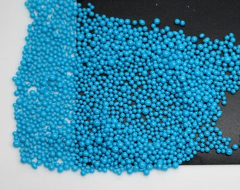 10, 15 gr 0.8-1.5 mm Solid Blue Glass Mini Bubbles Caviar Ball Beads  DIY UV Resin Filling 3D Nail Art Decorations