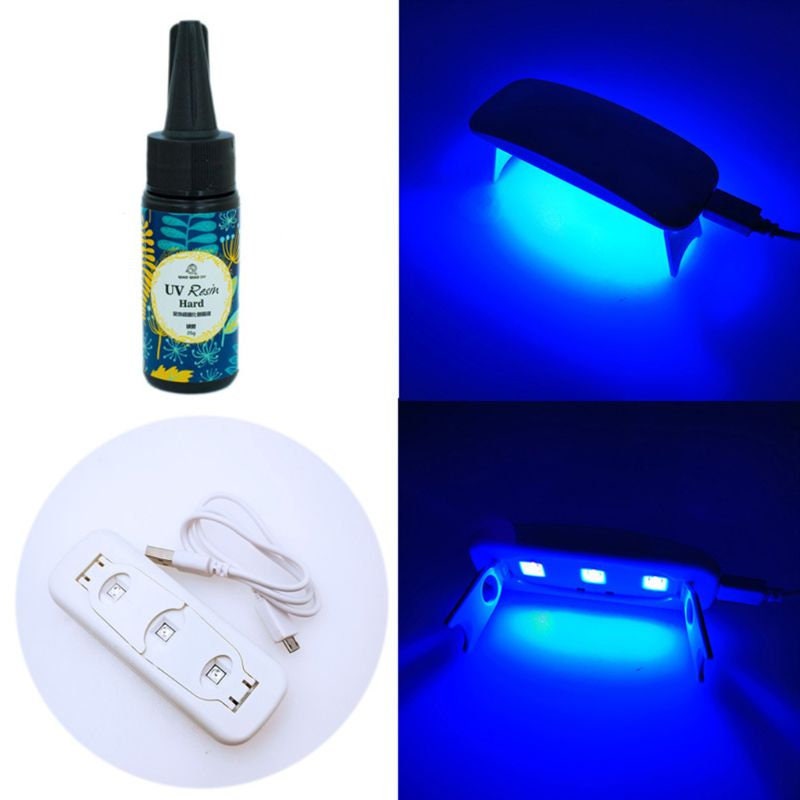 UV Resin and Uv Light Kit 2 Clear 25g Hard UV Resin, Uv 9w Flashlight for  Resin, Resin Supplies, Resin Beginner Kit, Fast Curing Resin 
