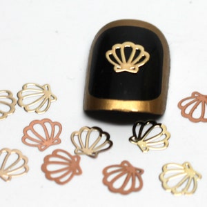 60 pcs Gold SeaShell Trendy Nail Design 3D Nail Art Stickers Birthday Gift For Her Stickers UV Resin Embellishment Decorations Japan 6mm