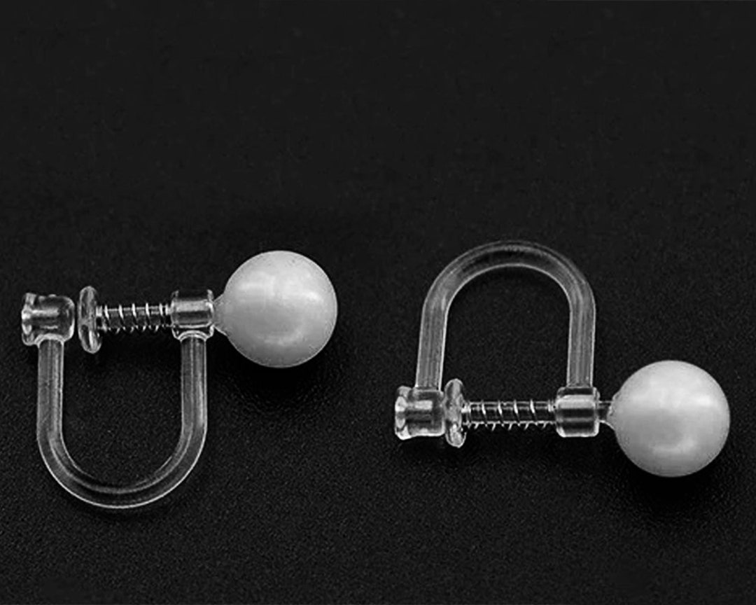 10 Pairs Invisible Clip on Earrings Transparent Clear Nonpierced Pearl