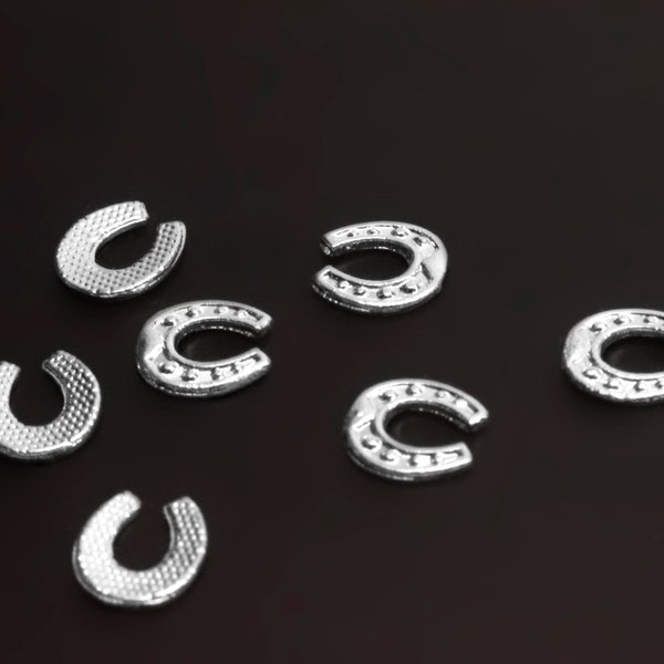 4 pcs  Horseshoe Nail Charm Nail Art Shiny Silver Metal 3D Tiny Mini UV Resin Embellishment Decoration accessories