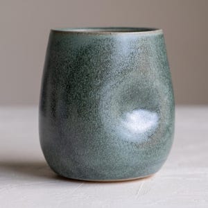 Handmade Dimpled Ceramic Wine Cup - Evergreen