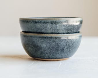 Handmade Set of Ceramic Condiment Dipping Bowls - Evergreen