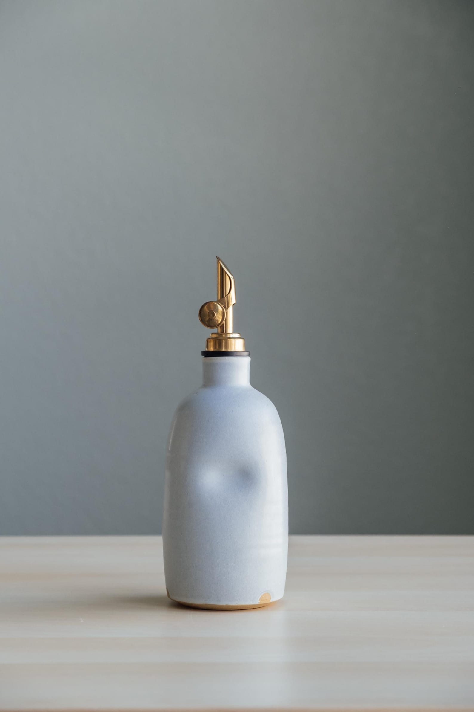 Handmade Ceramic Olive Oil Cruet - Powder Blue, Gold