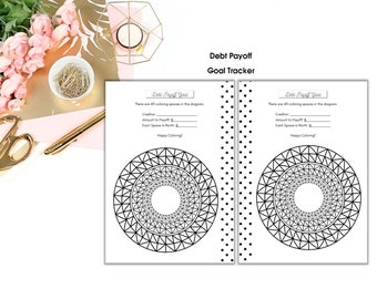 A5 Polka Dot Debt Payoff Goal Color Pages-Digital File