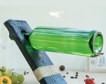 Handmade wooden gravitational wine rack