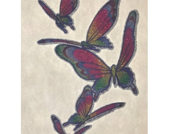 Butterflies Vintage Glitter Iron On Heat Transfer