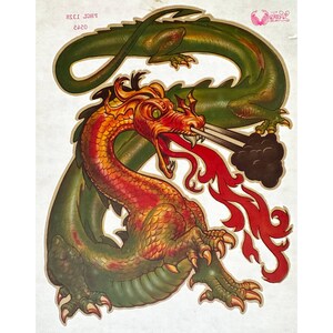 Fire Breathing Dragon Vintage Iron On Heat Transfer