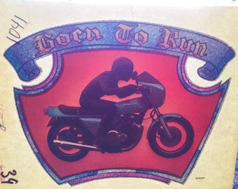 Born to Run Motorcycle Vintage Glitter Iron On Heat Transfer