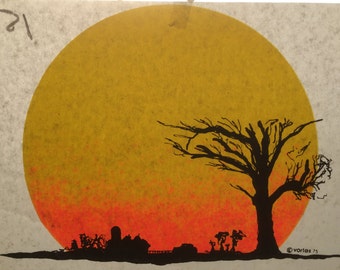 Landscape Sunset Vintage 1975 Vortex Iron On Heat Transfer