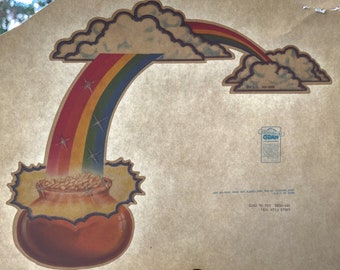 Rainbow Pot of Gold Vintage Iron On Heat Transfer