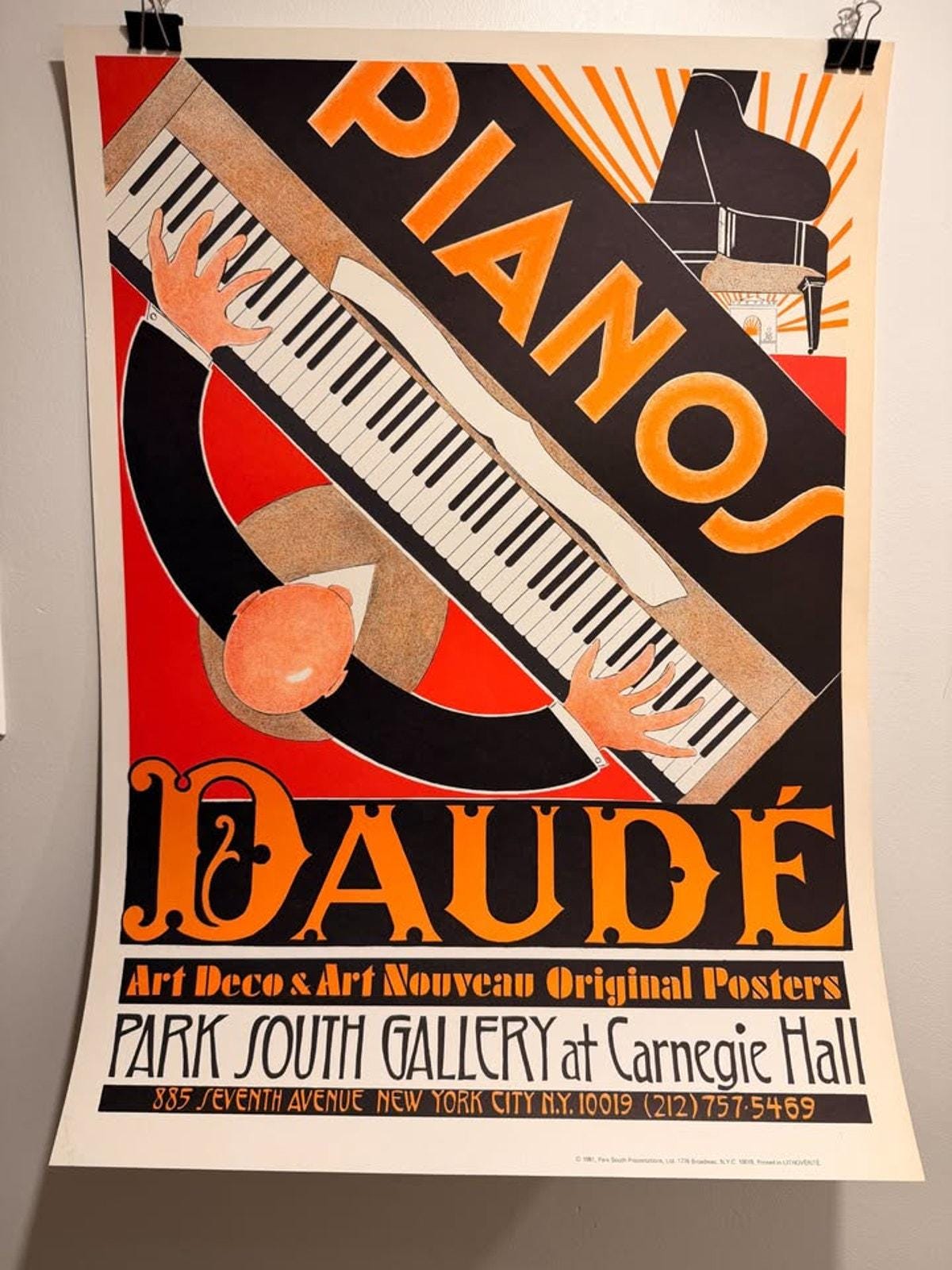 Vintage 1981 Pianos Daude Carnegie Hall Print Poster Lithograph - Etsy