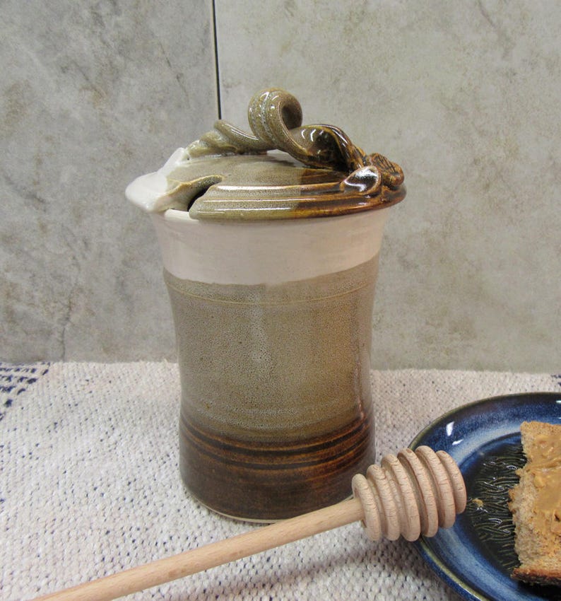 Honey Jar Honey Pot Brown Pottery Made in Montana Brown Etsy