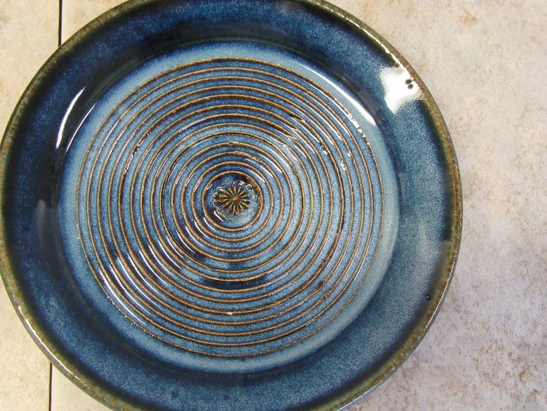 garlic plate, grater plate, Black/Blue plate, made in Montana, pottery grater, chocolate grater, hard cheese grater, plate image 9