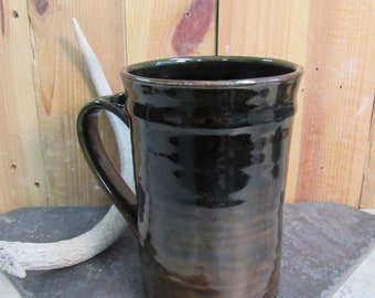 mug, black & brown mug, 36 oz coffee mug, stein, made in Montana, pottery mug, stoneware mug, western, hot cocoa mug, beer mug