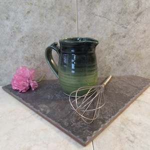 creamer, small pitcher, green & blue creamer, made in Montana, pottery, western pottery, pitcher, gravy pitcher