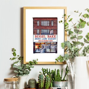 Beigel Bake bakery print, Brick Lane, East London Print, Housewarming gift for Londoners, London Wall Art, London Travel Poster image 2