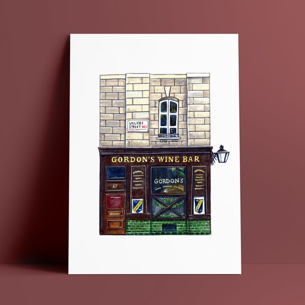 Gordon es Wine bar Print, Villiers Street, Embankment, Geschenk zur Wohnungserwärmung für Londoner, London Wall Art, London Travel Poster