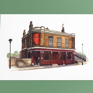 The Angel pub art print, Rotherhithe, Bermondsey, Illustrated Wall Art