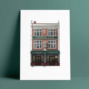 The Hemits Cave pub print, Camberwell Green, South London Print SE5, Illustrated Wall Art