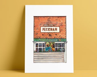 London Prints: The Prince of Peckham Pub // South London Peckham Print // Illustrated Wall Art