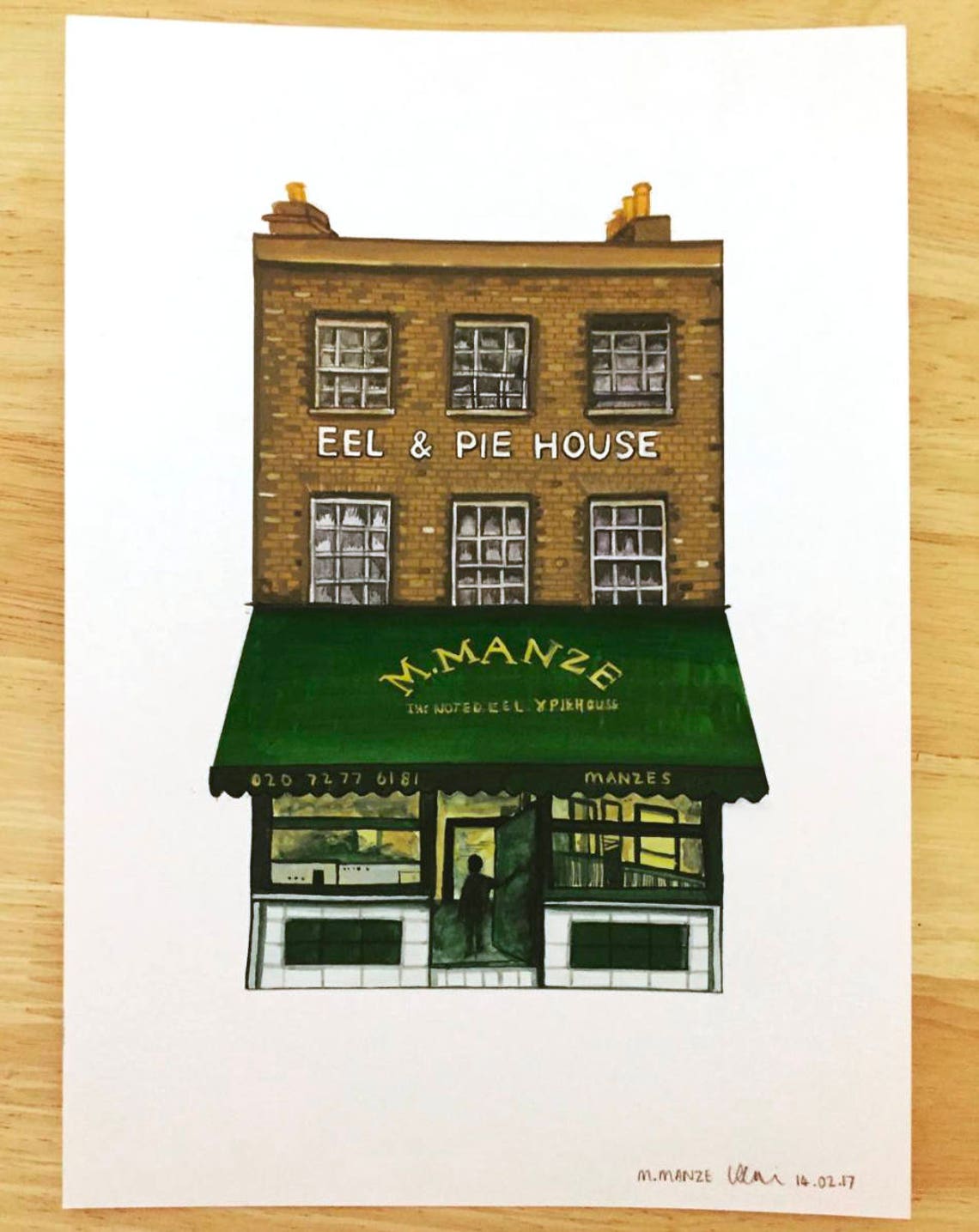 M.Manze Pie and Mash print // South London Print // Peckham Etsy