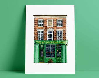 The Myddleton Arms Pub, Canonbury North London Print, Illustrated Wall Art