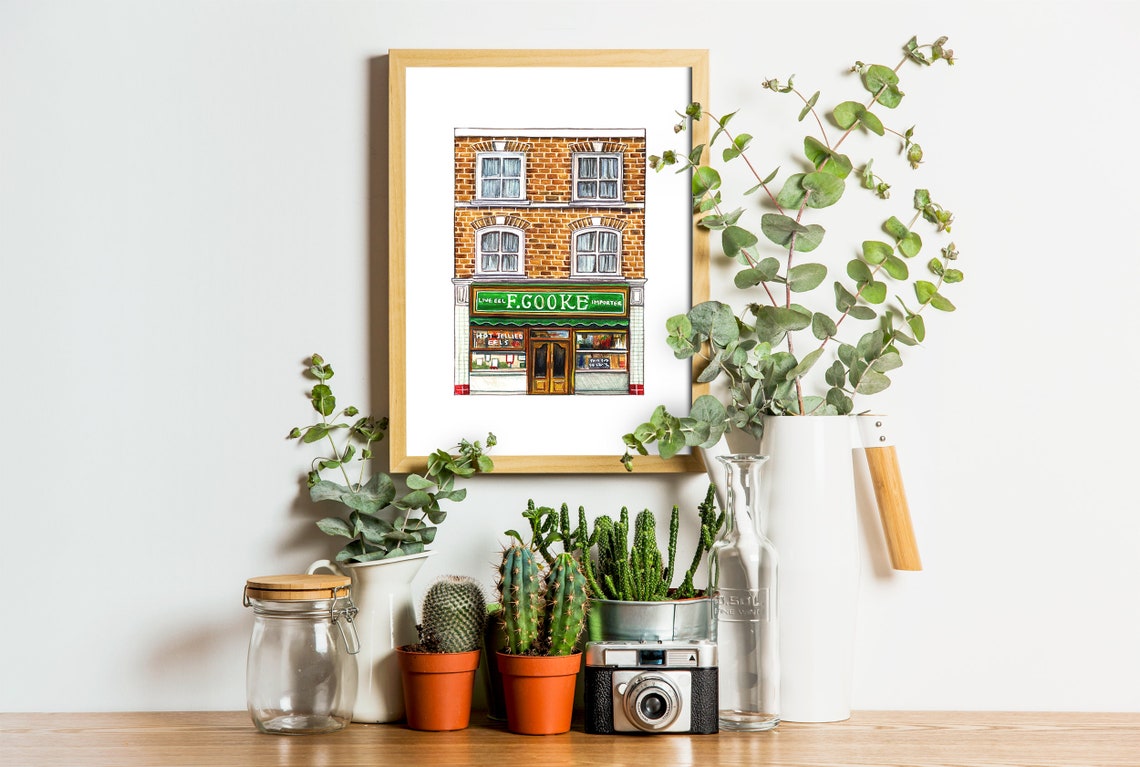 London Prints F.cooke Pie and Mash Shop // Hackney Broadway Etsy UK