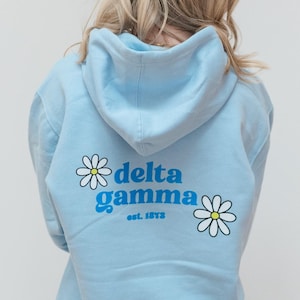 Delta Gamma Hoodie - Blue Hoodie, Daisy, Greek Apparel, Big Little Reveal