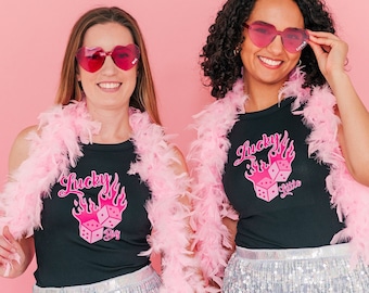 Lucky Big Little Tank Top -  Sorority Fam Shirts, Flaming Dice, GBig, GGBig