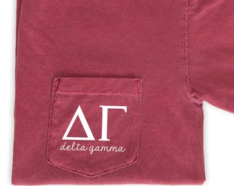 Delta Gamma Script Letters T-Shirt - Crimson