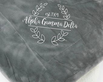 Alpha Gamma Delta Plush Throw Blanket Green Wreath Alpha Gamma Delta Plush Throw Blanket Green Wreath