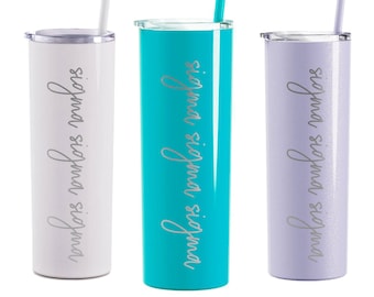 Sigma Sigma Sigma Laser Engraved Skinny Tumbler with Straw