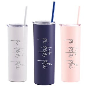 Pi Beta Phi Laser Engraved Skinny Tumbler with Straw - Script