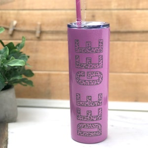 Delta Gamma Leopard Print Laser Engraved Tumbler - Dee Gee