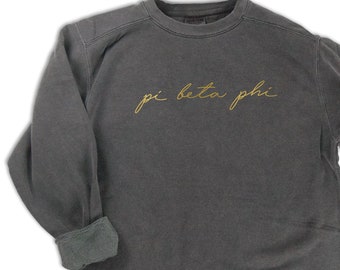 Pi Beta Phi Gold Script Letters Sweatshirt
