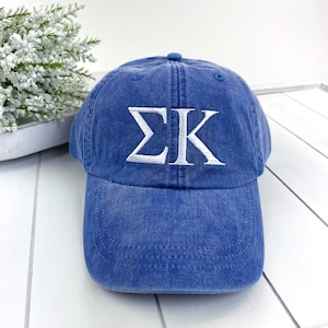 Custom Sigma Kappa Greek Letter Hat, Big Little Gift, Bid Day, Pick your Thread Color & Hat