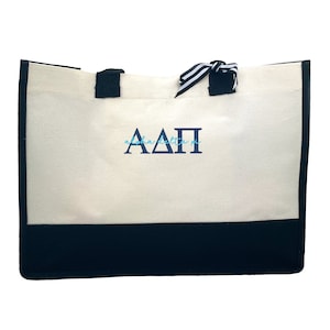 Alpha Delta Pi - Embroidered Sorority Letters, Tote Bag, Sorority Gift, Bid Day Gift, Big & Little Reveal
