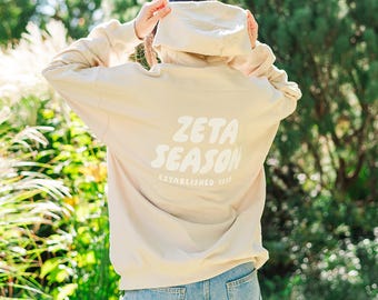 Zeta Tau Alpha Tan Hoodie with Puff Design - Foxy Season