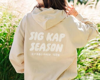 Sigma Kappa Tan Hoodie with Puff Design - Foxy Season